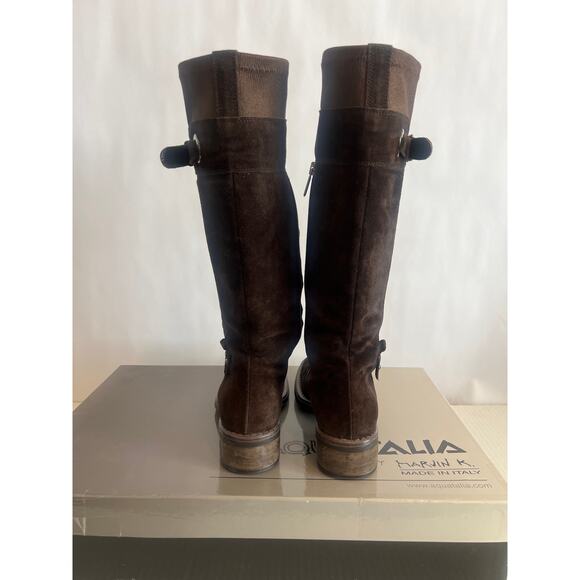 Aquatalia by Marvin K brown suede tall riding boots Size 7 1/2 - Picture 3 of 14